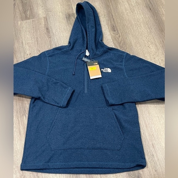NWT Men’s Large North Face 1/4 Zip Caprock Soft Navy Woven Knit Sweater - Picture 3 of 11